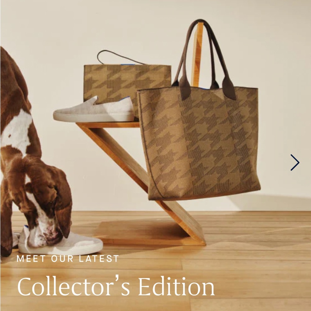 ❌SOLD❌Rothy’s Collector’s Limited Edition Dark Camel Houndstooth Tote & Wristlet